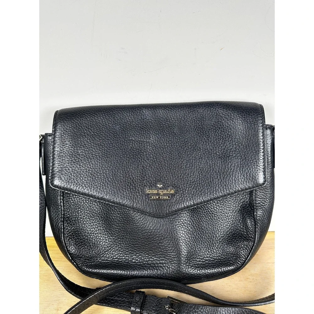 Kate Spade Black Pebbled Leather Spencer Court Lavinia Crossbody‎ Purse Classic